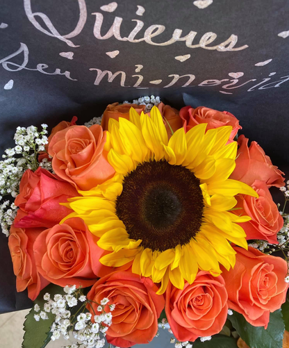 Dozen with Sunflower Wrapped